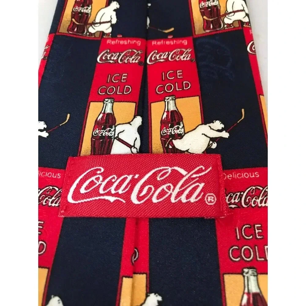 Coca Cola Ice Cold Coke Polar Bear Ice Hockey Red Blue Classic Neck Tie